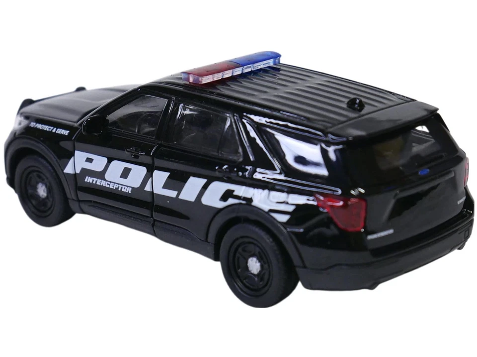 2023 Ford Explorer Police USA Car Model Toy Black Diecast 1:34-1:39 Scale Welly - Image 2 of 4
