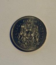 1991 Canada Half Dollar Fifty Cents Coin. UNC 50 Cents Canadian Coat of Arms 50c