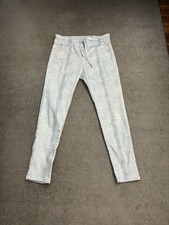 Pantalones Bevy Flog Shely Blanco Turquesa Pitón Algodón Bolsillos Cordón 28