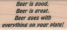 Beer Is Good 1 x 2" Mounted Rubber Stamp, Food and Drink Stamp