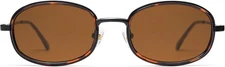 Retro Oval Sunglasses for Women Men Trendy Large Round Y2k Black/Tortoise 