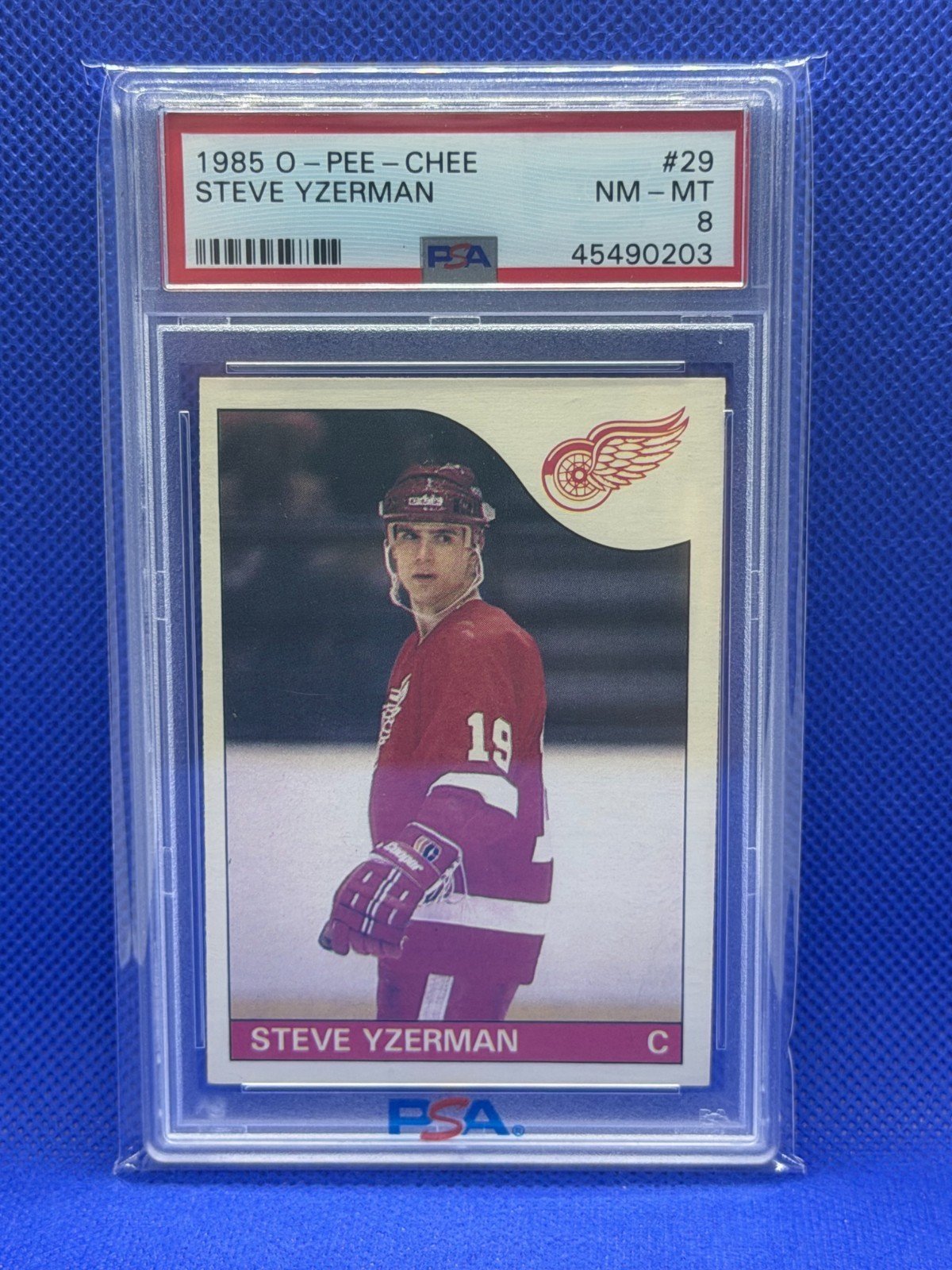 1985 O-Pee-Chee #29 Steve Yzerman PSA 8 NM-MT Red Wings HOF