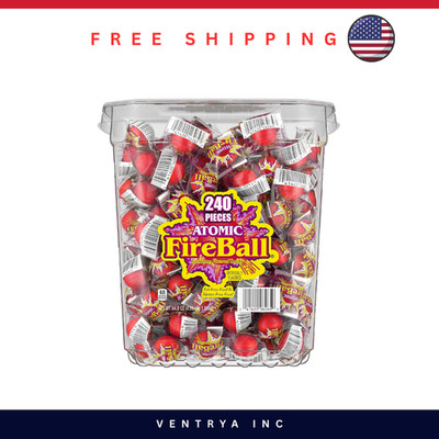 Wonka Atomic Fireball Candy 240ct 64.8oz Tub   Cinnamon Hard Candy Individually