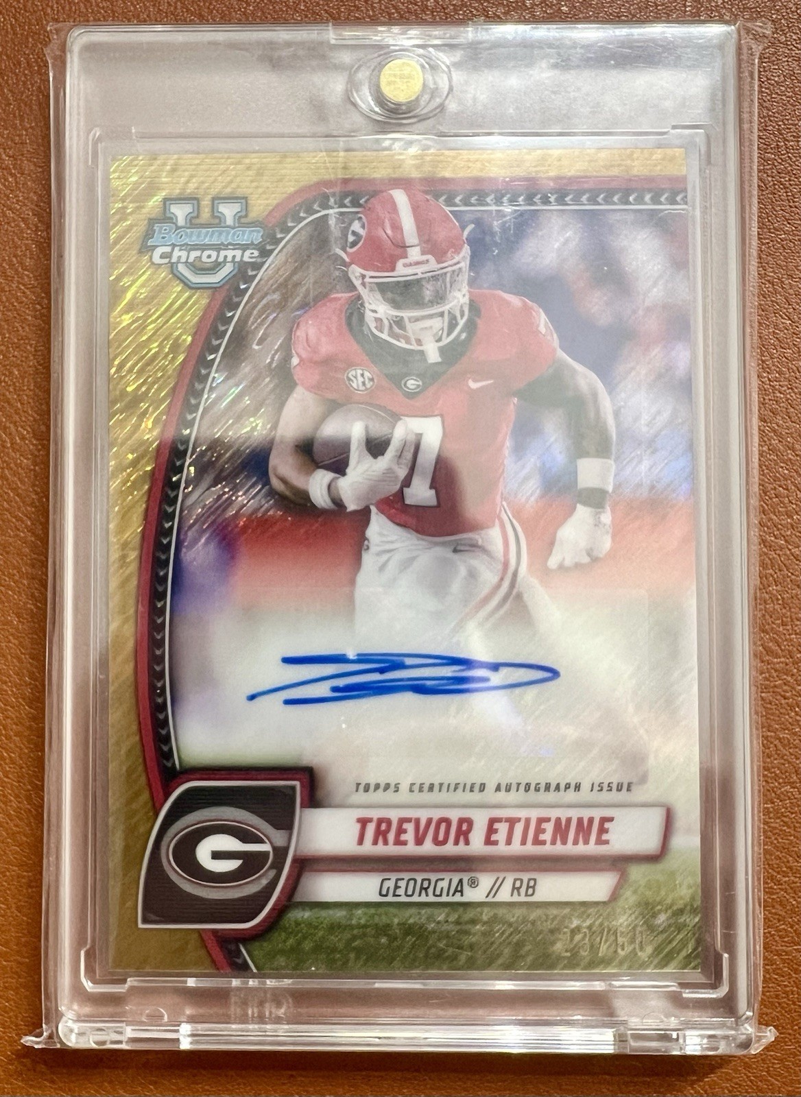 2024 Bowman University Chrome - Trevor Etienne Gold Shimmer Auto 23/50 ! UGA