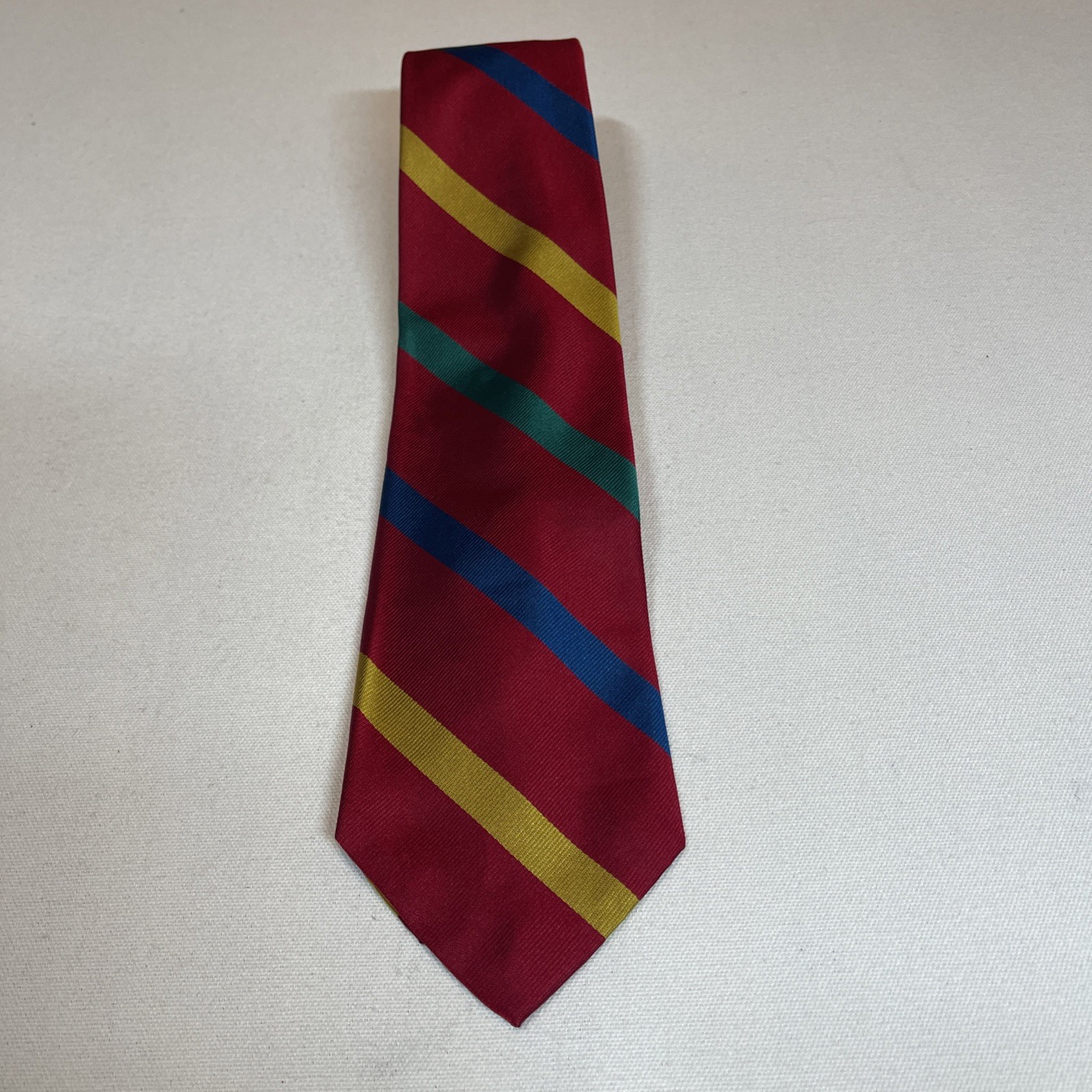 Polo Ralph Lauren Vintage Silk Repp Striped Tie Burgundy Navy Yellow