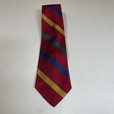 Polo Ralph Lauren Vintage Silk Repp Striped Tie Burgundy Navy Yellow