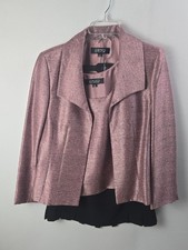 Kasper Shimmery Rose 3-pc Blazer Skirt Suit Set Sz 14 Church Lady Special Event