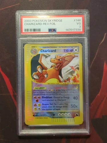 2003 Pokemon Charizard Crystal Skyridge 146/144 Reverse Holo Card PSA 3