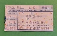 1990 Eric Clapton Concert Ticket Stub 8/17/90 Nassau Coliseum