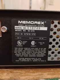 Memorex Tandy Radio Shack VIS MD 2500 Video Information System Console