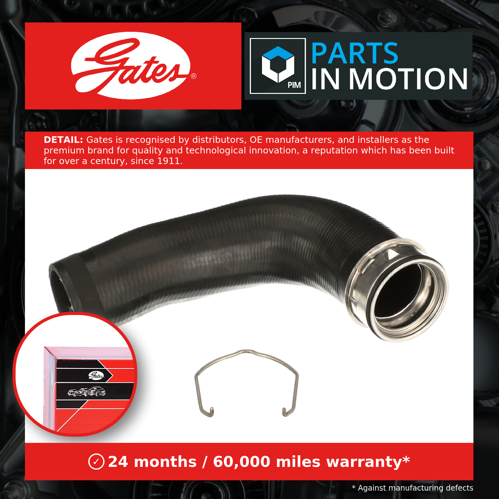 Air duct pipe AEM (Ethylene Acrylate Rubber) 09-0206C GATES for VW SKODA AUDI - Image 6