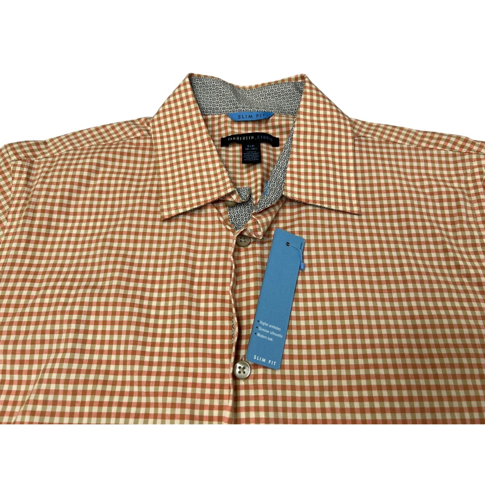 NWT Van Heusen Studio Men's Dress Shirt Slim Fit Long Sleeve Button Checked thumbnail 12