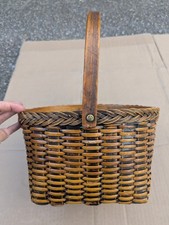 Handmade Rattan Wicker Basket with Large Handle, 10x9X6.5