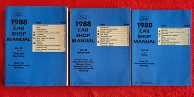 1988 FORD Auto Antriebsstrang Karosserie Chassis Elektro USA Werkstatthandbücher 3er Set 