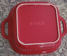Staub 2.5 Qt Ceramic Baking Dish 9" x 9" Cherry Red W/Handles (No Lid)
