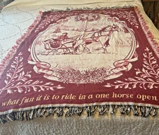 Vintage Crown Crafts Jingle Bells Holiday Christmas Throw Blanket EUC