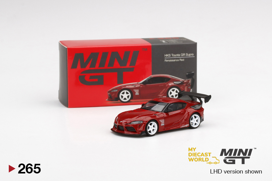 HKS Toyota GT GR Supra 1:64 Renaissance Red MINI #265 Mini Diecast