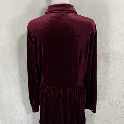 Jude Connally Henley Velvet Mini Dress Size XL Garnet Maroon Boho Gypsy Witch - Picture 5 of 16
