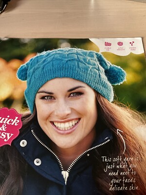 Quick Easy Unisex Men Women Cable Boxy Hat With Pom Poms