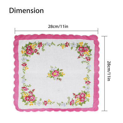 20Pcs Vintage Floral Flower Ladies Handkerchief Cotton Pocket