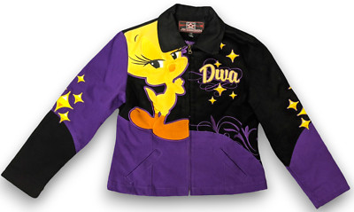 LOONEY TUNES TWEETY レーシングジャケット 黒 ピンク M LOONEY TUNES TWEETY レーシングジャケット 黒 ピンク M