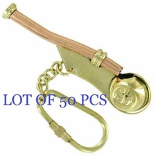 KEY CHAIN LOT OF 50 UNIT BRASS BOATSWAIN'S PIPE BOSUN'S WHISTLE KEY CHAIN