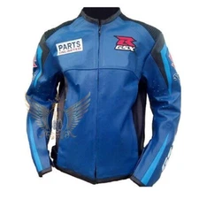 Men_s Blue Black Suzuki RGSX Parts Unlimited Motorbike Racing Leather Jacket