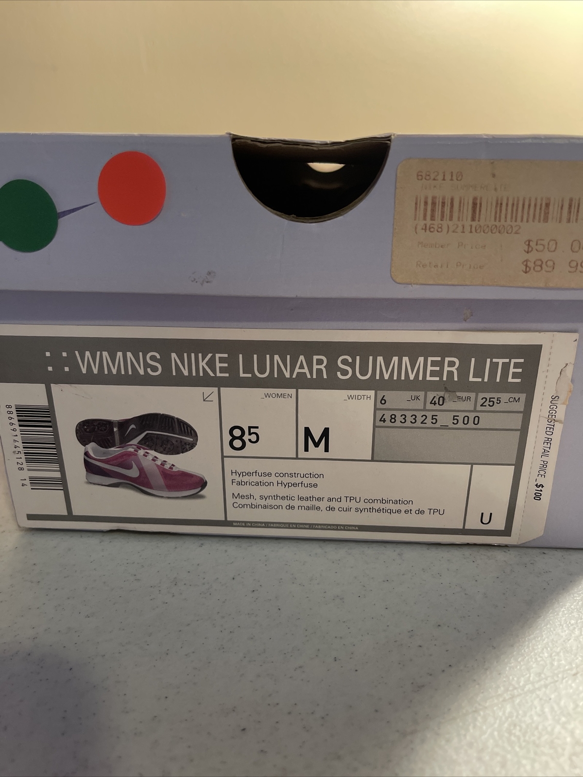 Nike Hyperfuse Lunar Summer Lite LaceUp Golf Shoes 483325-100 Women Size 8.5 NEW