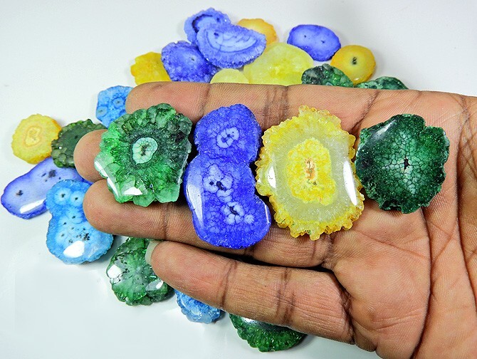 Wholesale Lot Natural Solar Druzy Agate Cabochons – Mix Colors & Shapes, Polished Gemstones (15x18 To 30x40mm)