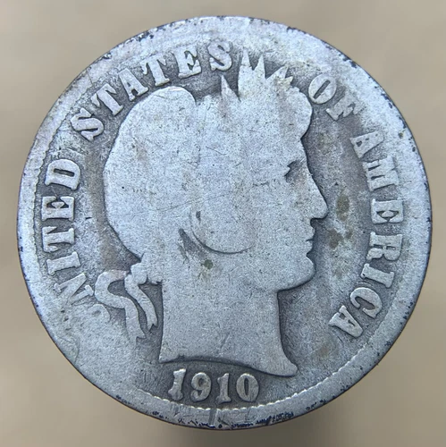 1910 S Barber Dime (B671)