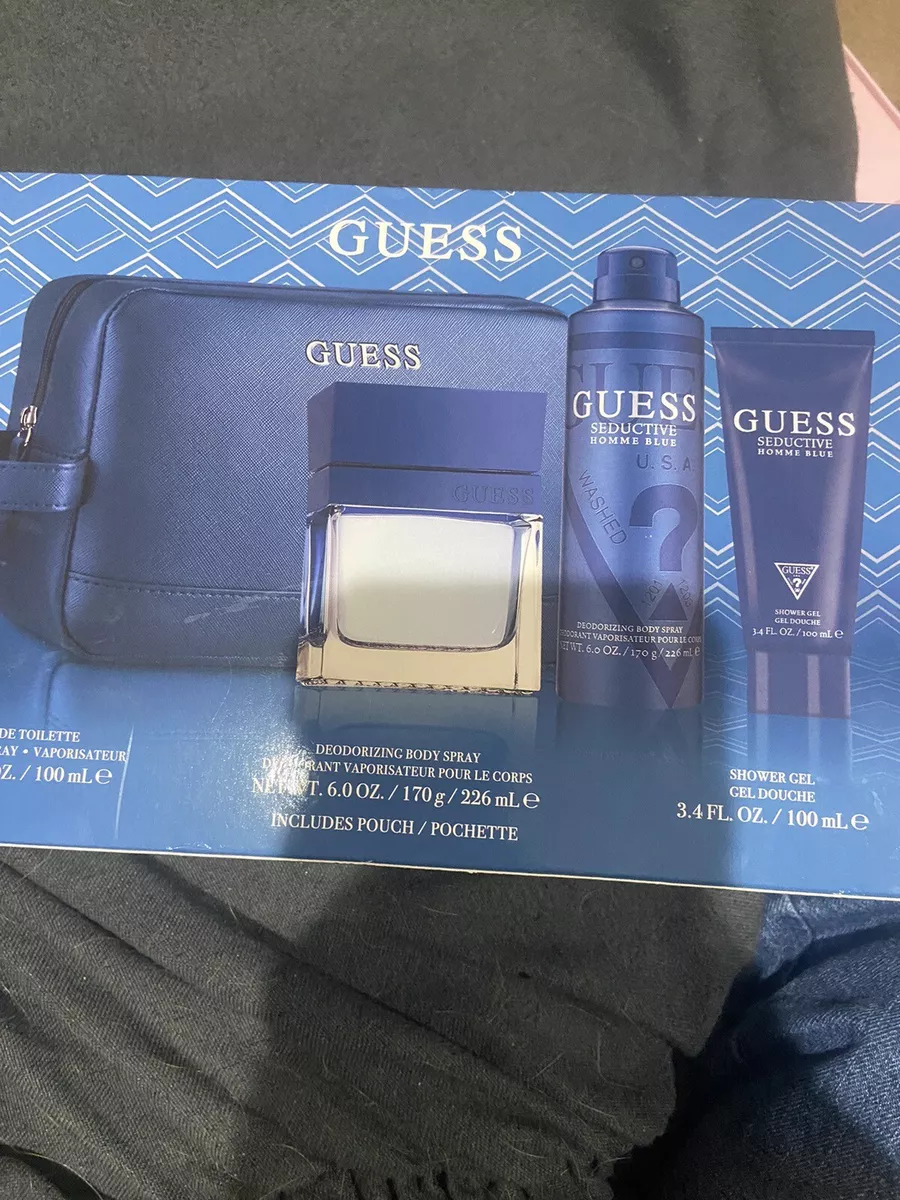 Guess Seductive Homme Blue Gift Set Cologne Body Spray Shower Gel Bag