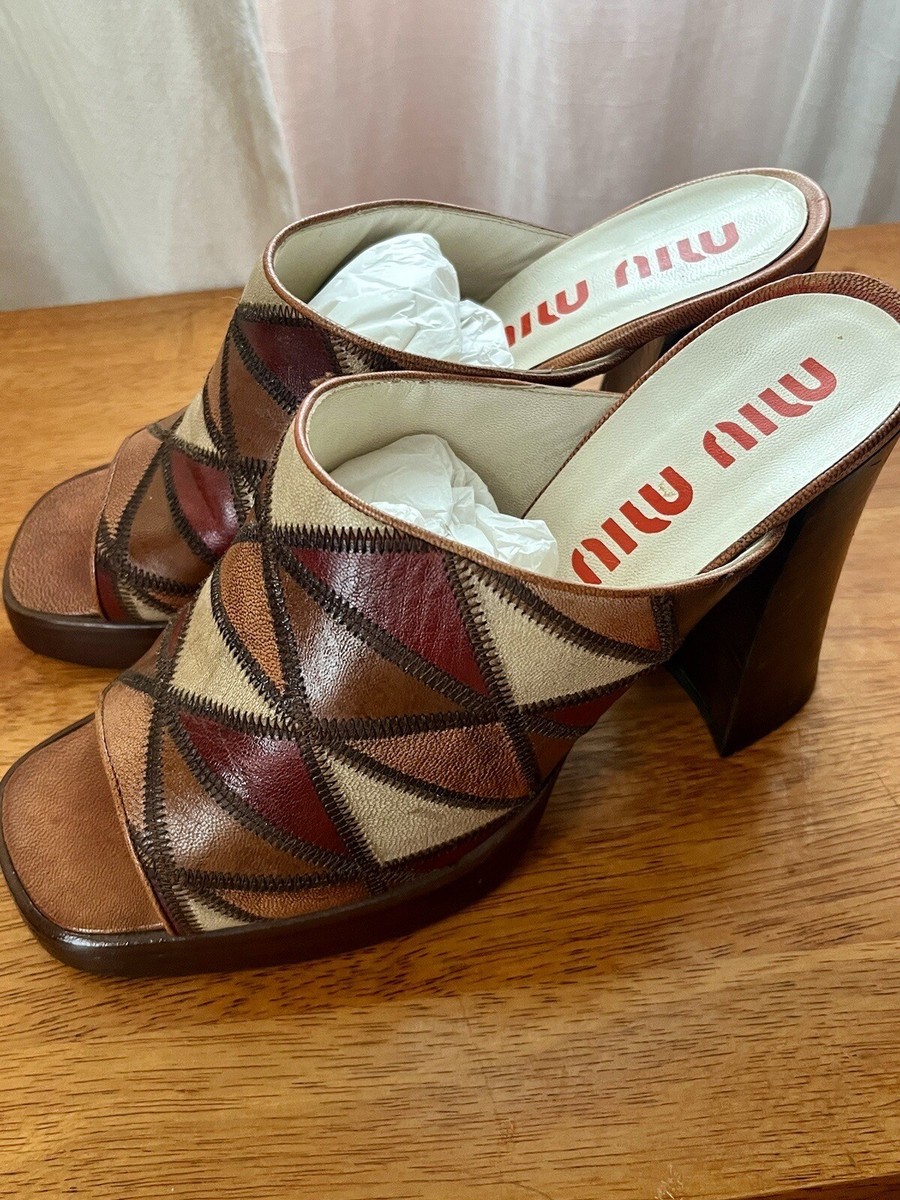 靴 archive vintage miumiu patchwork heel Miu Miu vintage patchwork heels | eBay