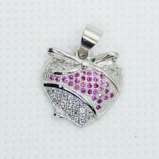 Rubin Weißtopas Anhänger HERZ MIT SCHLEIFE 925 Sterlingsilber rhodiniert