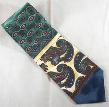 SELECT EDITION Blue, Green, Gold Paisley Silk Neck Tie 57" Long x 4" W E933