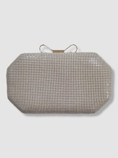 $325 Whiting & Davis Women's Beige Metal Mesh Shoulder Box Clutch Hand Bag Purse
