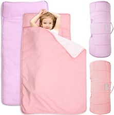2 Pack Toddler Nap Mat with Removable Pillow Fleece Minky Blanket for Daycare