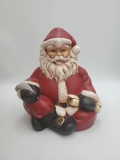 Vintage 1988 Santa Claus Christmas Byron Molds Ceramic Making List Quill Pen 6"