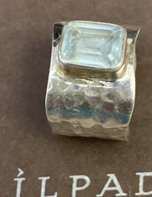 Silpada 'Lakeside' Gemstone Ring - Sterling Silver & Gold Plate With Natural Sky Blue Topaz