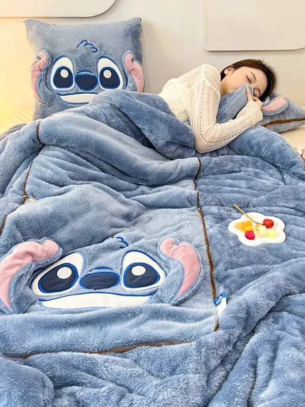 Miniso Stich Decke Wurfkissen 2-in-1 Winter Flanell Kissen verdickt Sofa - Bild 4 von 4