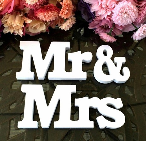 Mr and Mrs Wedding Wooden Sign Wood Letters Decor Table Top Standing Party Props