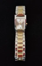 NIB Claremont Two Tone Watch Metal Band 6.25"-7" New Battery