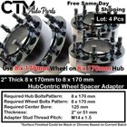 4x 2" Thick 8x170mm HubCentric Wheel Spacer 03-22 F250 99-22 F350 Super Duty SRW