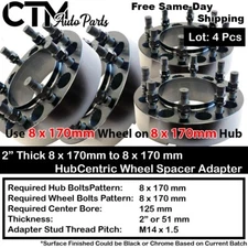 4x 2" Thick 8x170mm HubCentric Wheel Spacer 03-22 F250 99-22 F350 Super Duty SRW