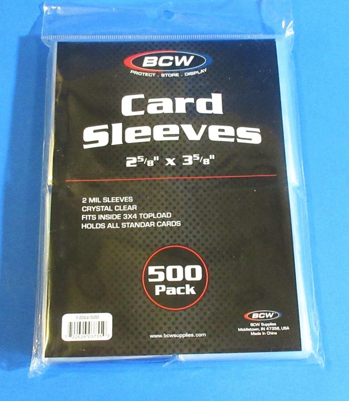500 BCW STANDARD CARD SLEEVES, 2-5/8" X 3-5/8",FITS INSIDE HOLDERS-ARCHIVAL SAFE