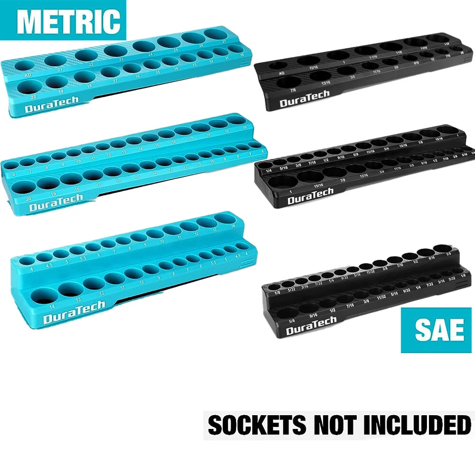 DURATECH 1/4"/3/8"/1/2" Magnetic Sockets Organizer Set Socket Holders SAE/Metric - Image 2 of 4