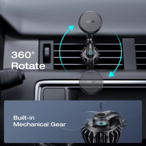 Lisen Magnetic Car Mount Phone Holder for iPhone, Samsung, Pixel, LG and Moto - Picture 2 of 11