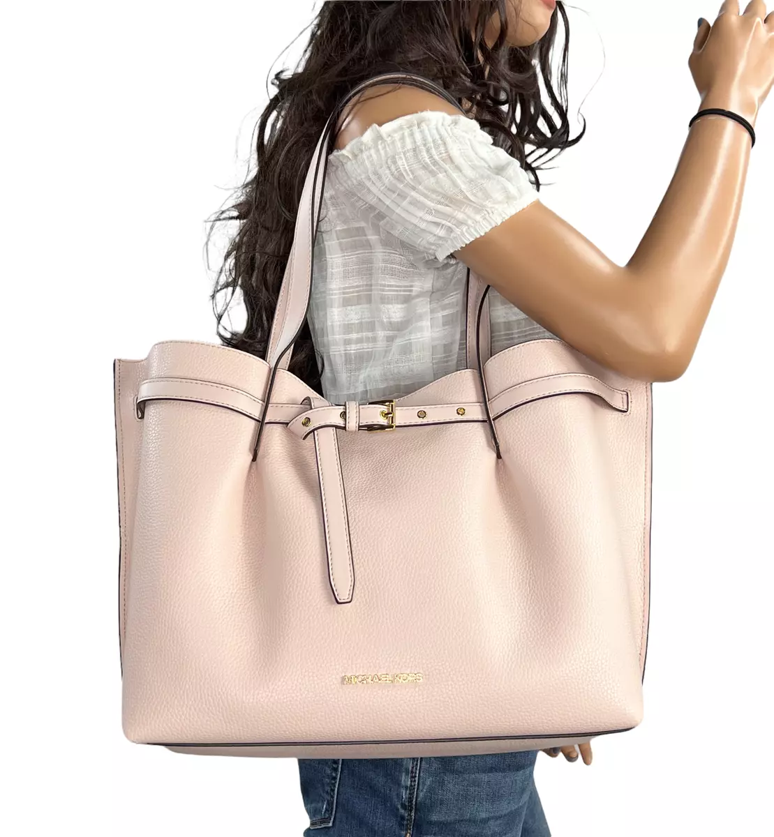 L lilac leather shopper bag