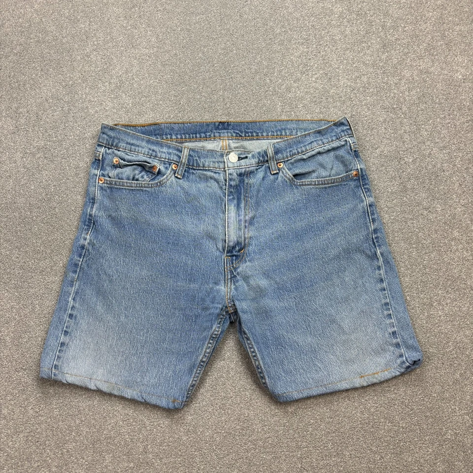 Levis Denim Shorts Adult W34 Blue Jorts Y2K Relaxed Dad Red Tab USA Wash Men*