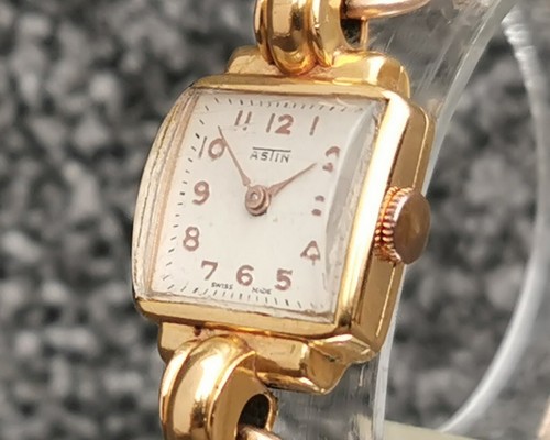 Vintage 1940s Astin Mechanical Cocktail Dress Watch, Gold-Plated Bracelet - Picture 18 of 20