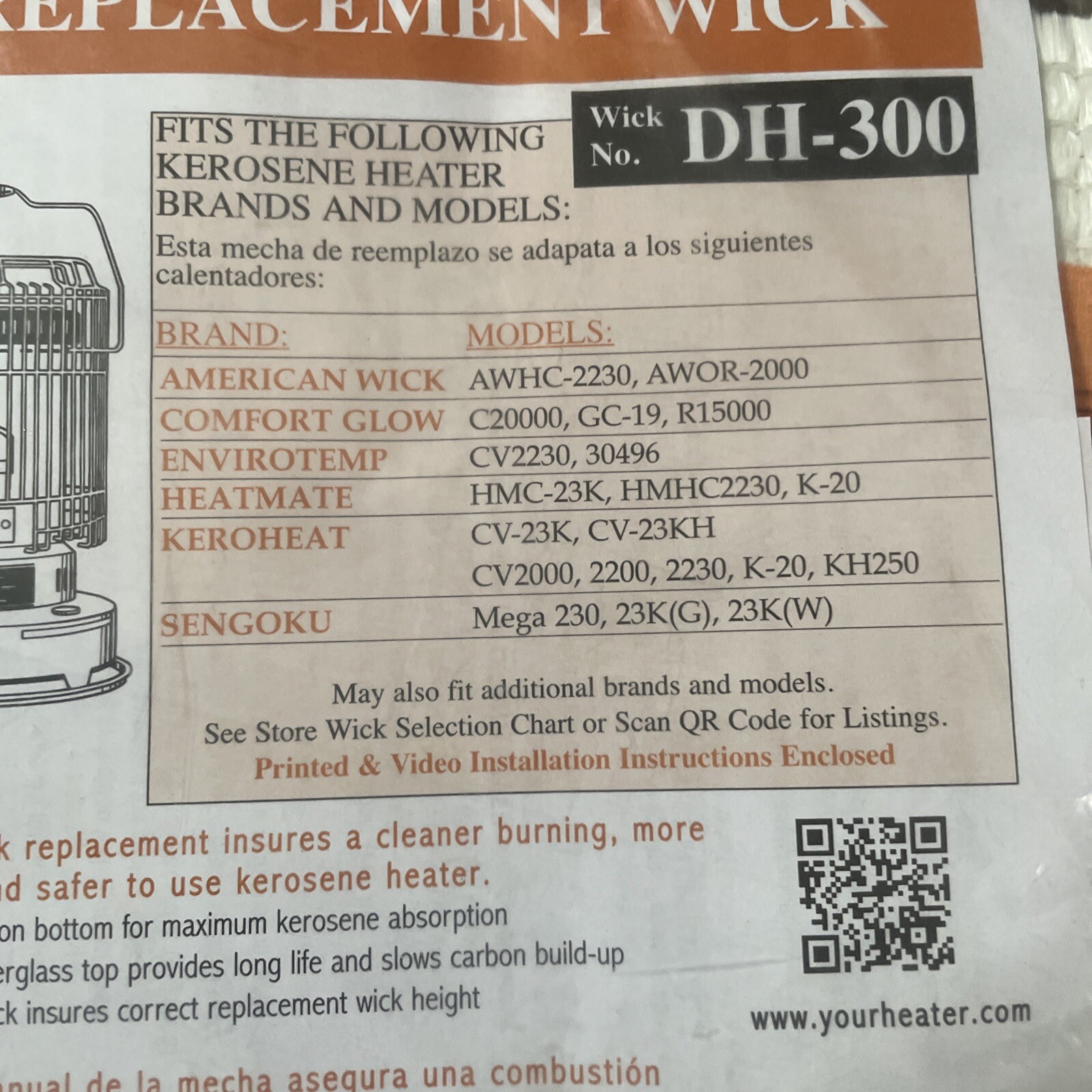 DuraHeat Kerosene Heater Quality Performance Replacement Wick Dh300